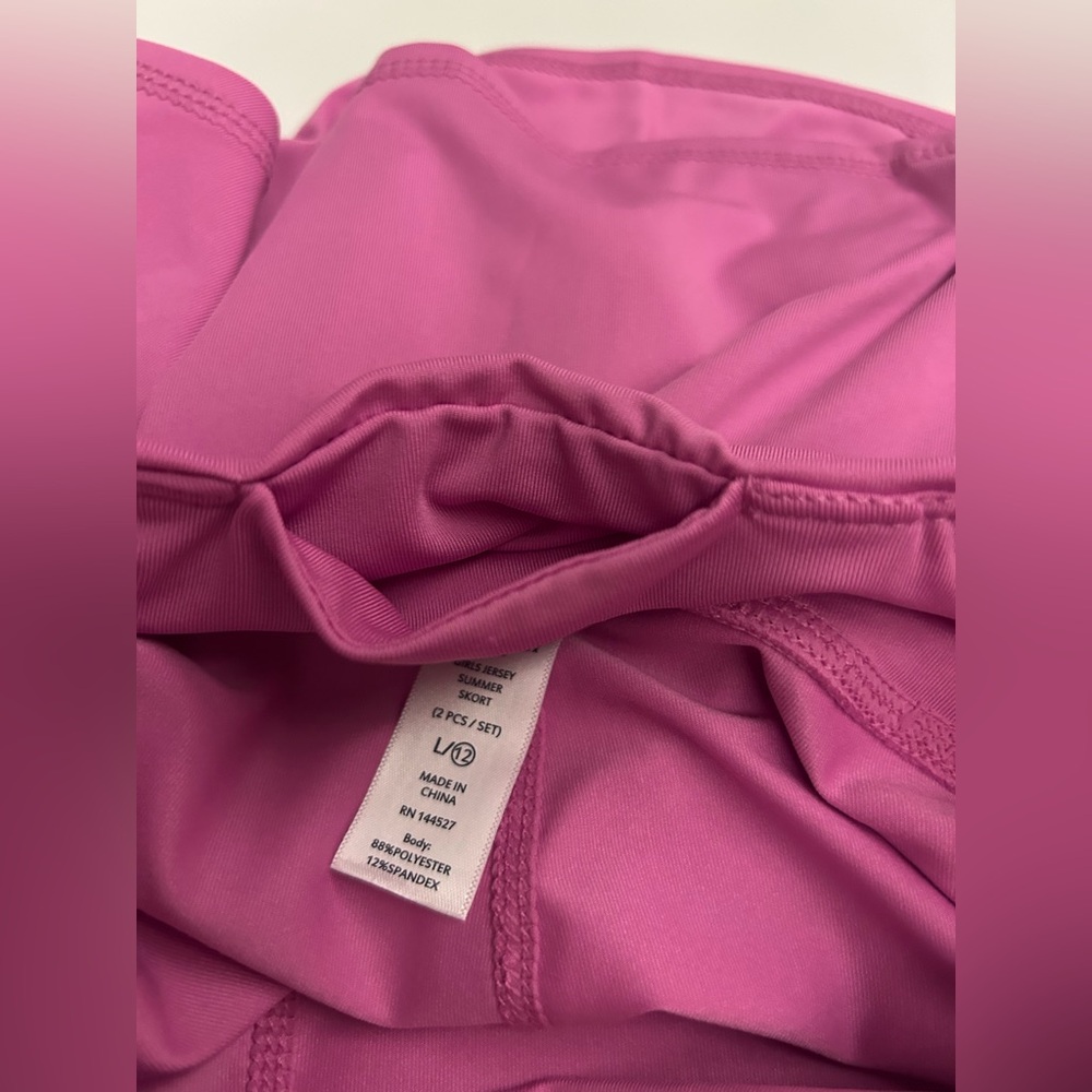 New 90 Degree by Reflex Girls 2 Piece Skort Set Pink White Girls size L (12) - Picture 11 of 16